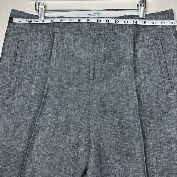 Banana Republic 100% Linen Dark Marled Grey The Martin Fit Trouser Pants Size 14 - Picture 9 of 12